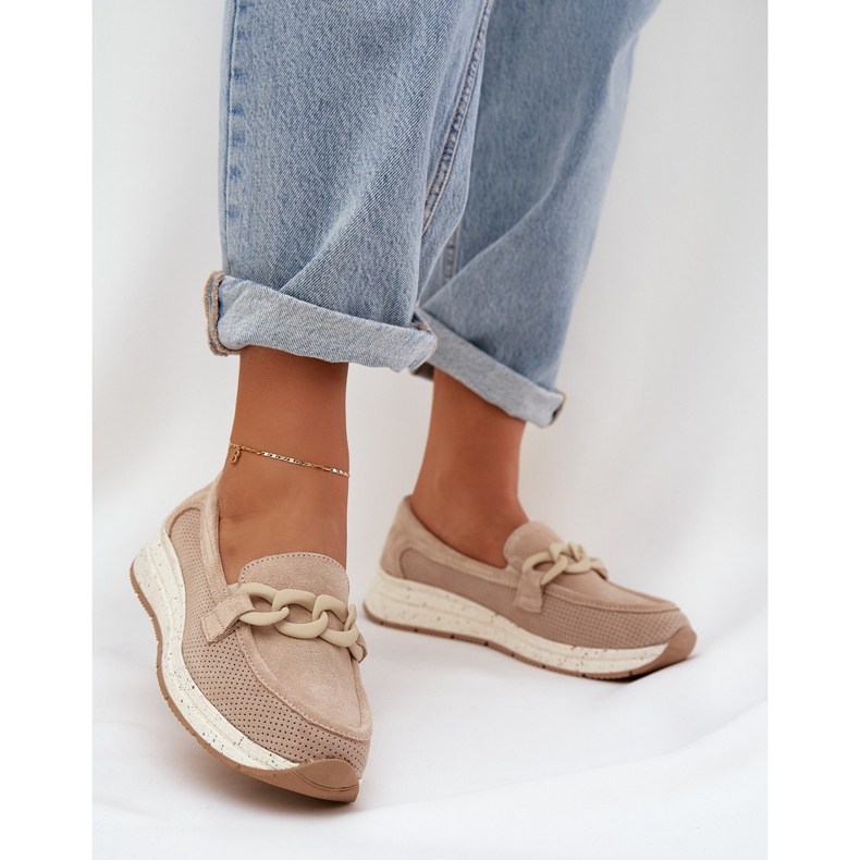S.Barski Suades mocassins na plataforma com D&A Tw552 Bege Chain 2 S.Barski Suades mocassins na plataforma com D&A Tw552 Bege Chain 2