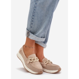 S.Barski Suades mocassins na plataforma com D&amp;A Tw552 Bege Chain 1