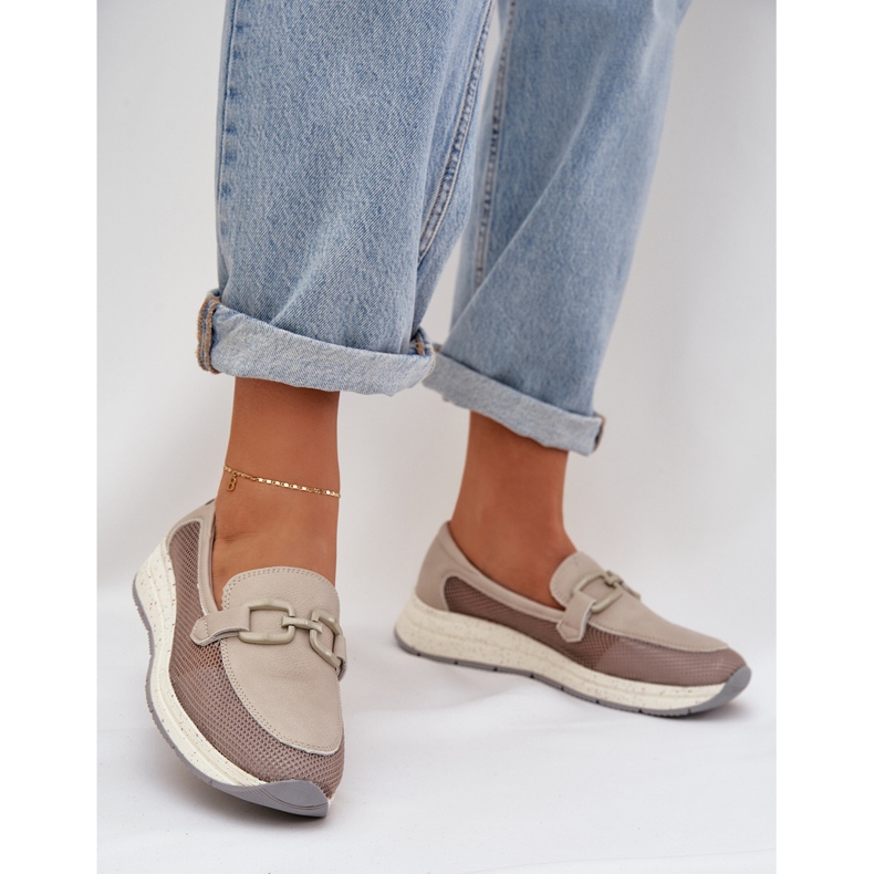 S.Barski Momanes de couro de D&amp; uma tw210 feminina cinza 2