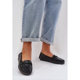 S.Barski Supros de couro plano com um ornamento de S. Barski LR51-547 Black preto 2