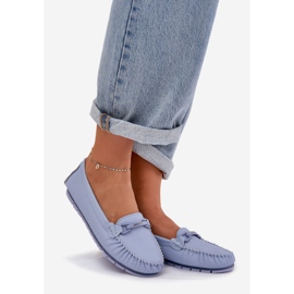 S.Barski Supros de couro plano com um ornamento de S. Barski LR51-547 Blue azul 1