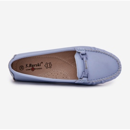 S.Barski Supros de couro plano com um ornamento de S. Barski LR51-547 Blue azul 2