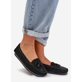 S.Barski Mocassins de camurça clássica plana feminina S. Barski LR51-548 Black preto 1