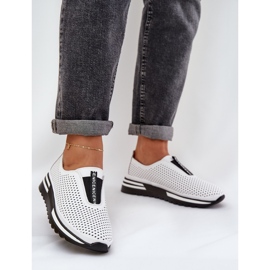 S.Barski Sapatos femininos esbanjados feitos de couro natural S. Barski LR51-672 White branco 2