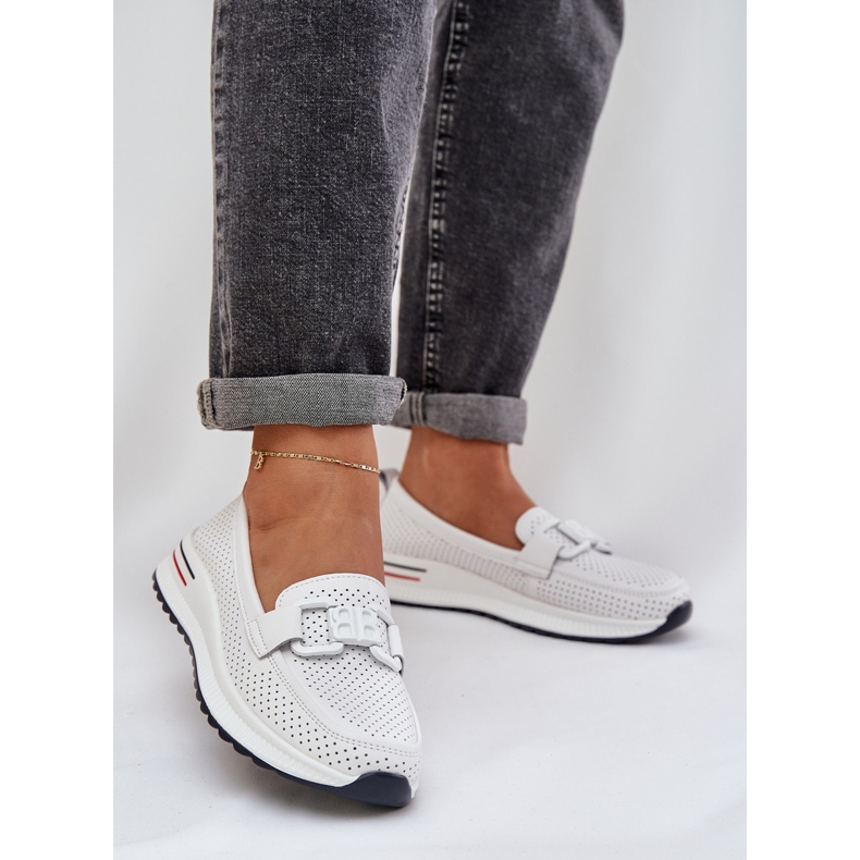 S.Barski Mocas de couro feminino na plataforma S. Barski LR51-556 White branco 2