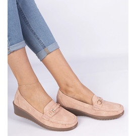 Mocassins femininos rosa com acabamento fosco 1 Mocassins femininos rosa com acabamento fosco 1