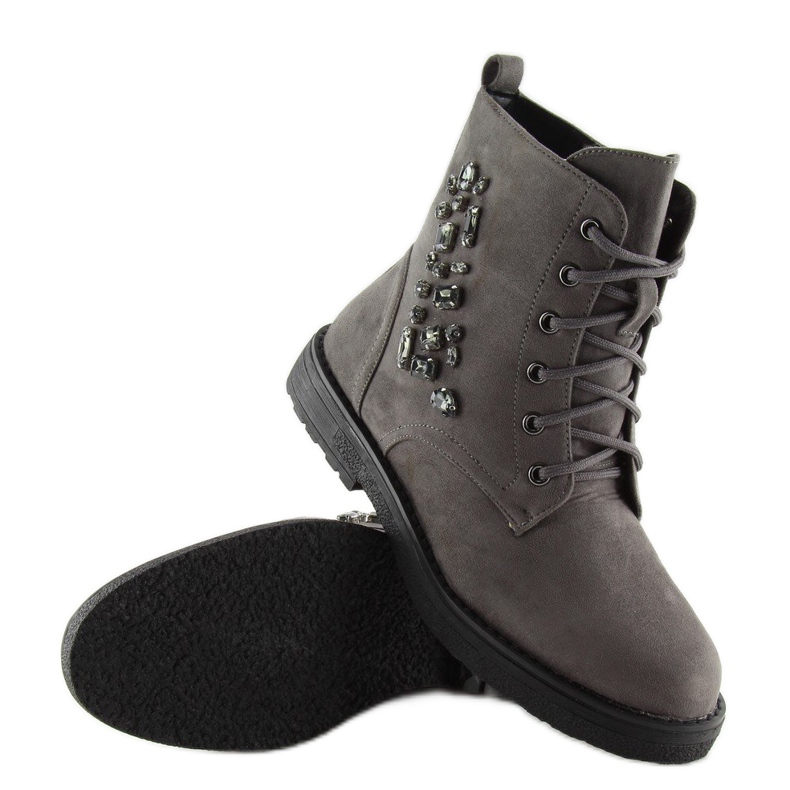 Cinza Botas com cordões HQ901 cinza 2