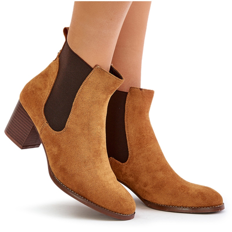 Botas de Eco-Zamszu Chelsea de Camel feminino marrom 4