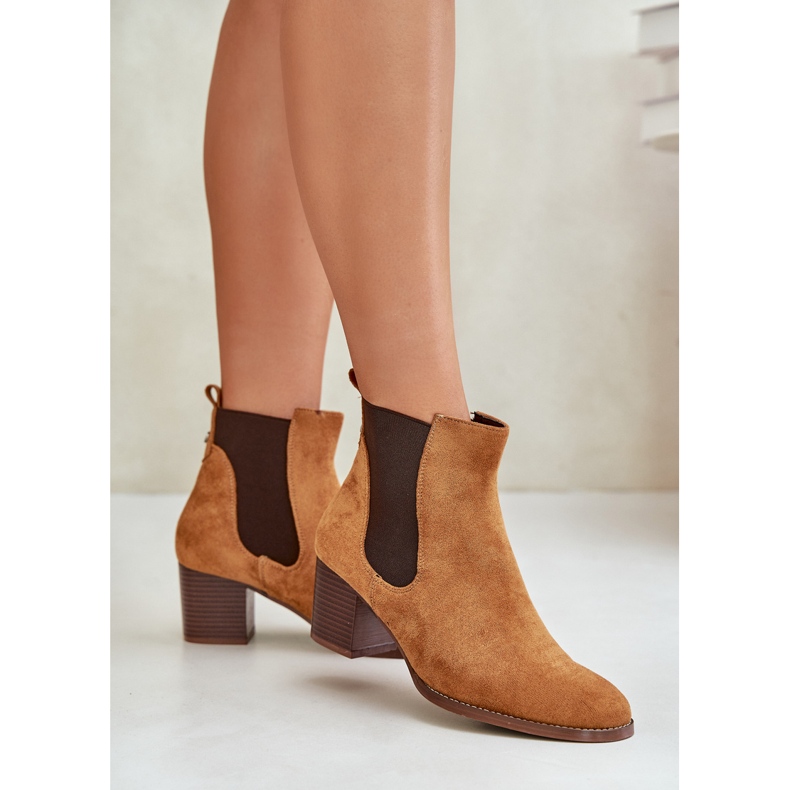 Botas de Eco-Zamszu Chelsea de Camel feminino castanho 2