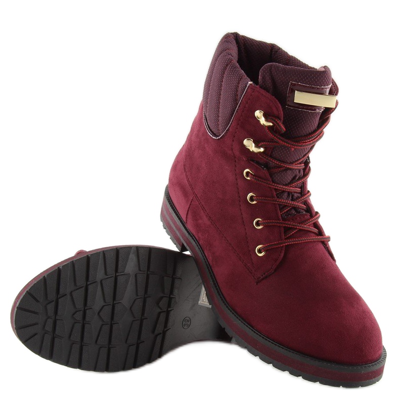 Botas com cadarço, vinho borgonha vermelho 2
