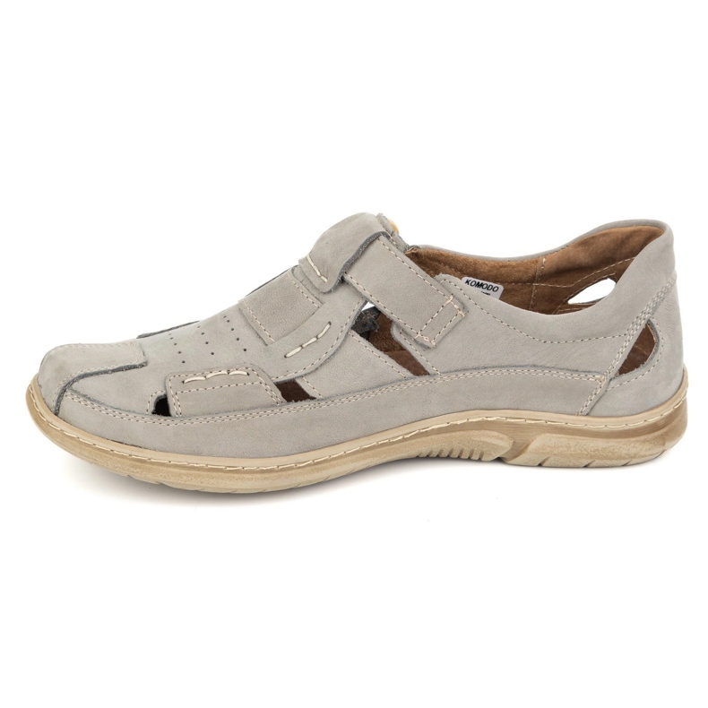 KOMODO Sapatos de couro masculino para velcro 937 cinza 1