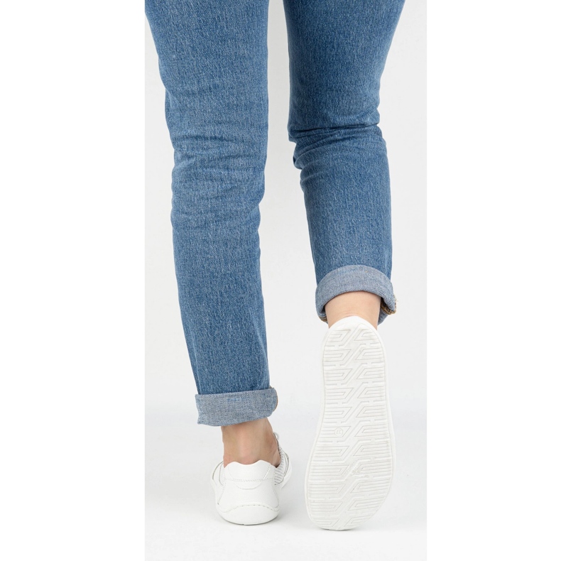 Olivier Tênis de couro minimalista de mulheres descalças 770 Branco perfurado 1