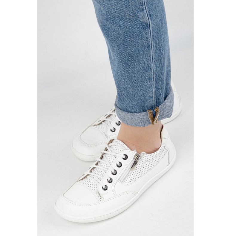 Olivier Tênis de couro minimalista de mulheres descalças 770 Branco perfurado 2