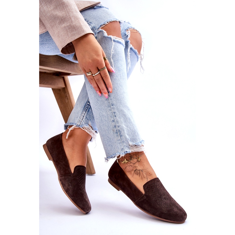 S.Barski Mocassim Confortável em Camurça Marrom Giovana 5