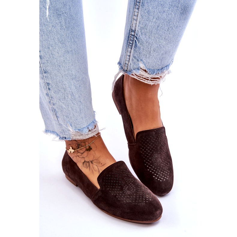 S.Barski Mocassim Confortável em Camurça Marrom Giovana 4