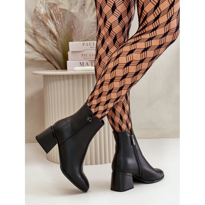 Botas femininas elegantes e isoladas em couro natural, pretas Vinceza 77106 preto 2