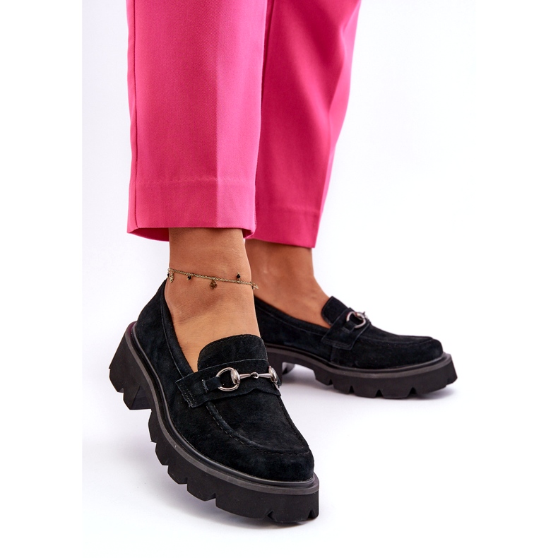 Vinceza Mocassins de couro feminino Black Black preto 2