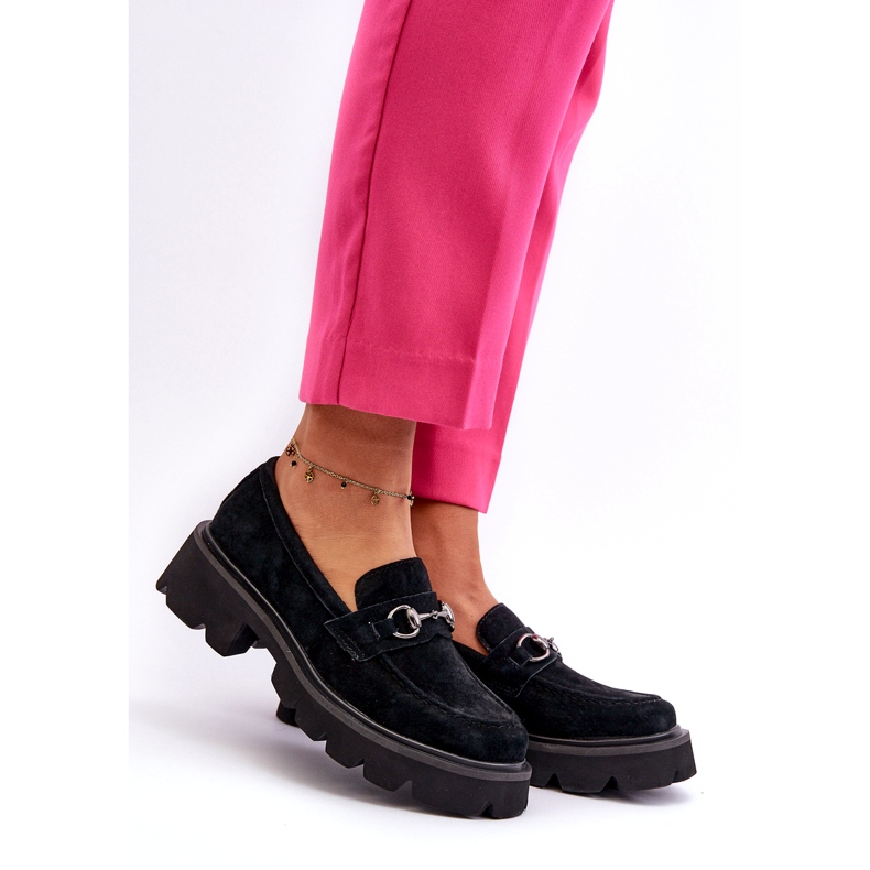 Vinceza Mocassins de couro feminino Black Black preto 1