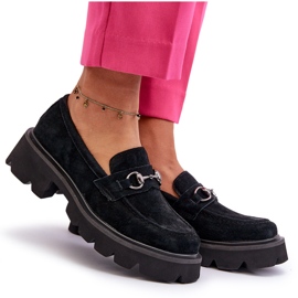Vinceza Mocassins de couro feminino Black Black preto 5