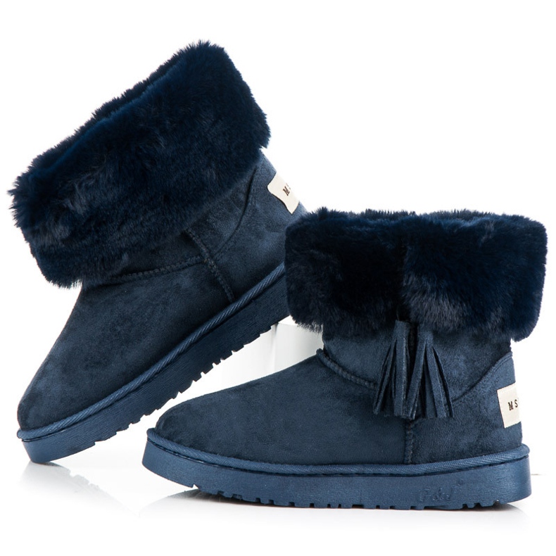 Bella Paris Mukluki com franjas azul marinho 1