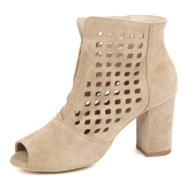 Exquisite Botas de camurça do Women Openwork no 1554Ex bege post 1