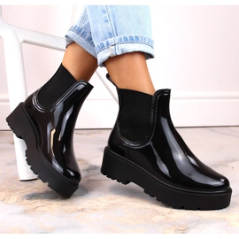 Botas lacadas Big Star MM274395, botas Chelsea, botas de chuva impermeáveis preto 2