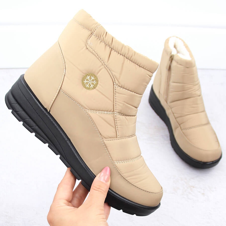 Botas femininas de neve com cunha, bege News 5029 1 Botas femininas de neve com cunha, bege News 5029 1