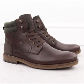Botins impermeáveis ​​de couro, sapatos masculinos com isolamento, marrom Rieker F4544-25 1