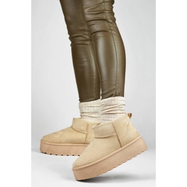 Botas femininas de neve com plataforma, bege claro TL242-BE 2 Botas femininas de neve com plataforma, bege claro TL242-BE 2