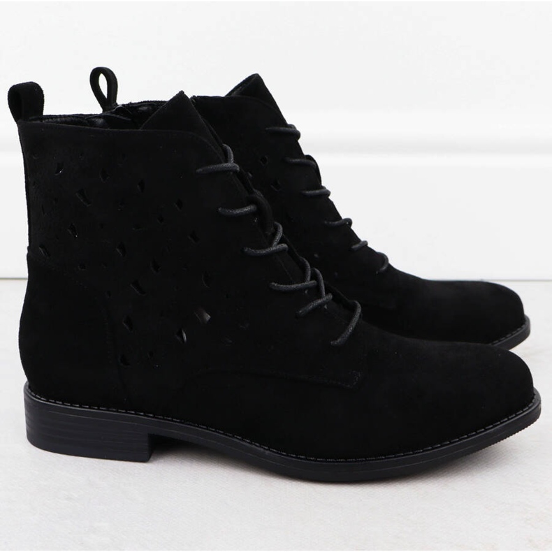 S.Barski Botas abertas femininas Black Suede S. Barski Hy51-136 preto 2