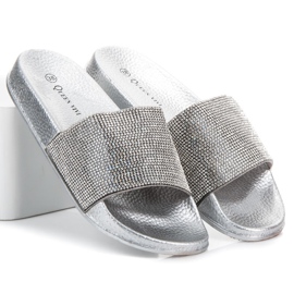 Queen Vivi Chinelos com cristais cinza 1