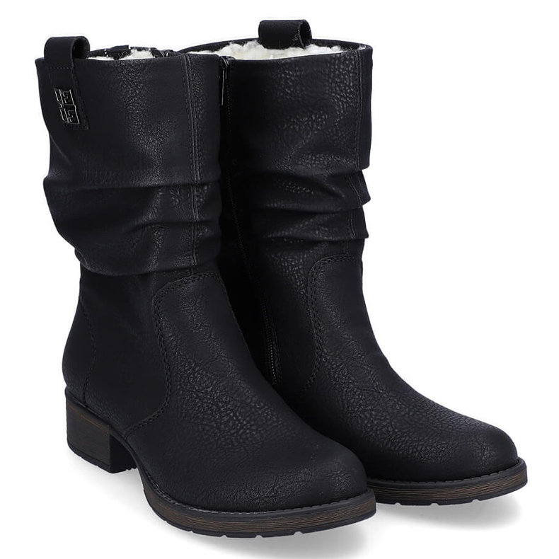 Botas femininas pretas isoladas com lã Rieker Z9583 preto 2