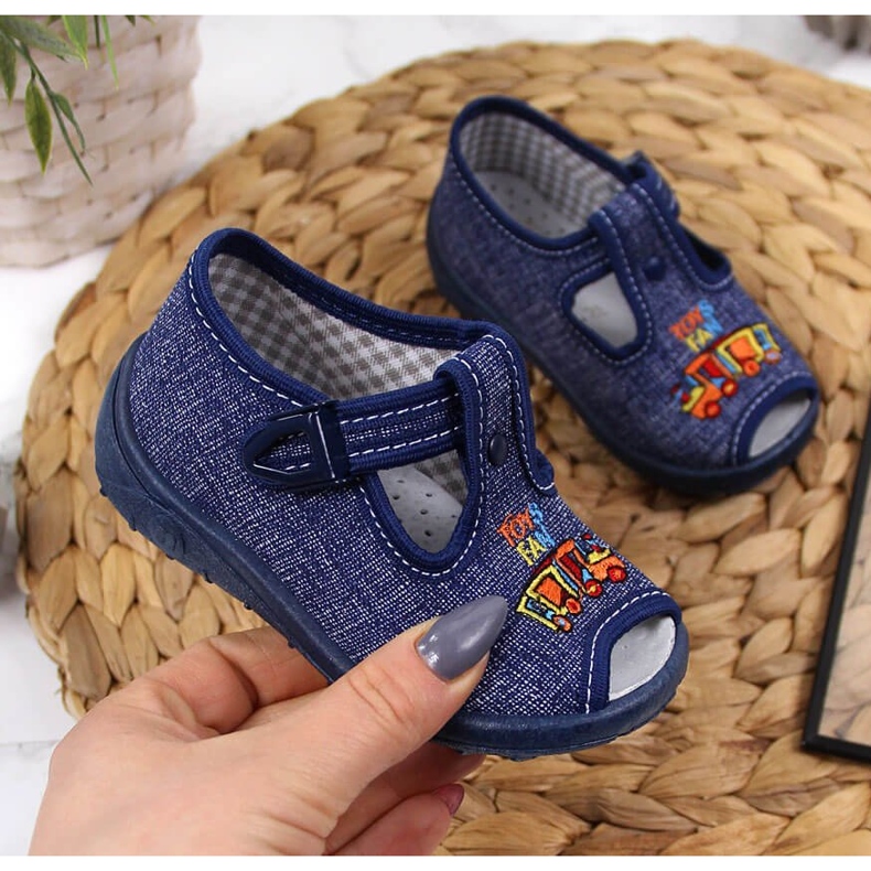 Chinelos meninos sandálias casa azul marinho Nazo 1