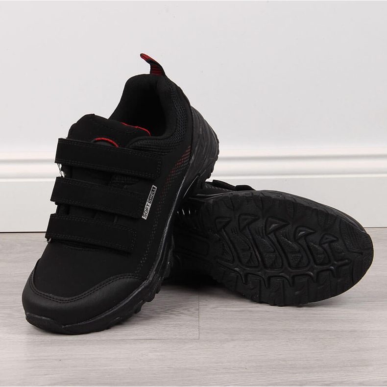 Sapatos de trekking com velcro impermeável preto e vermelho American Club 1