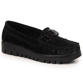 Mocassins de mulher em pele preta na plataforma Filippo DP3334 preto 1
