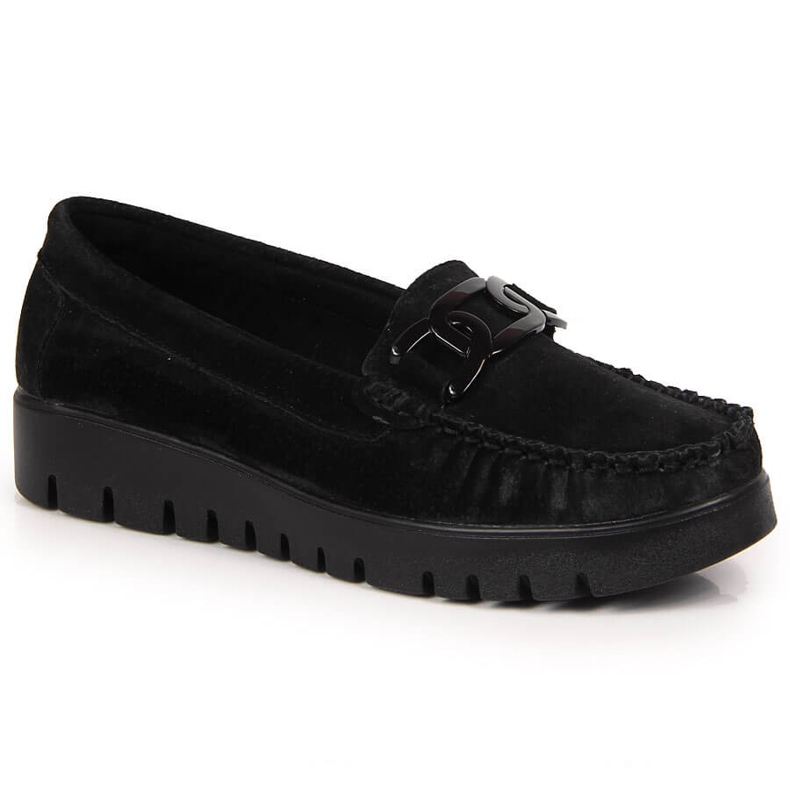 Mocassins de mulher em pele preta na plataforma Filippo DP3334 preto 1