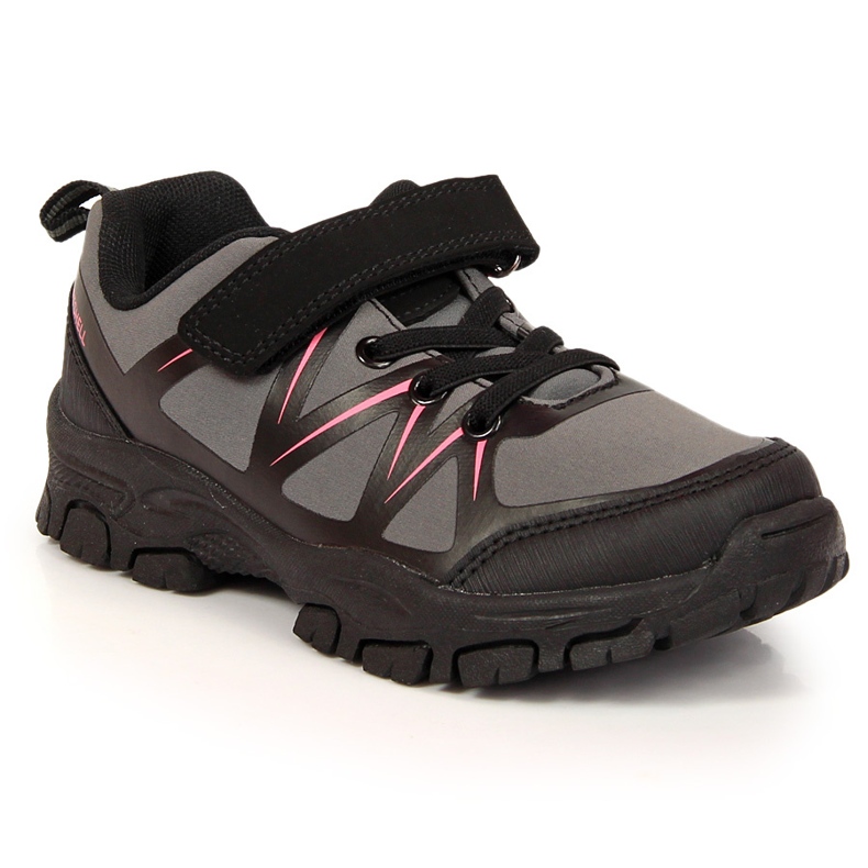 Sapatos de trekking para crianças impermeáveis ​​com velcro cinza American Club preto 2