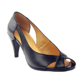 Bombas de couro preto PEES 1