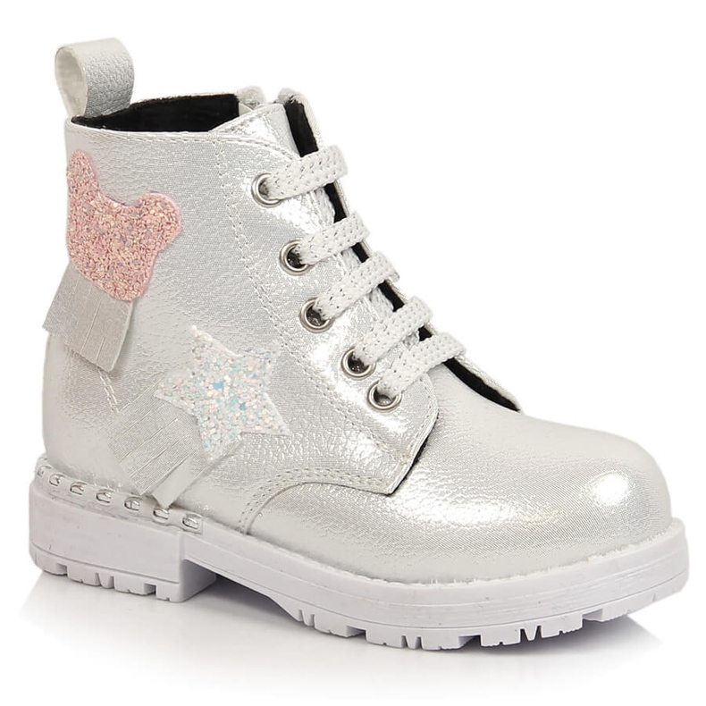 Botas de menina Potocki prata com isolamento prateado brilhante 1 Botas de menina Potocki prata com isolamento prateado brilhante 1