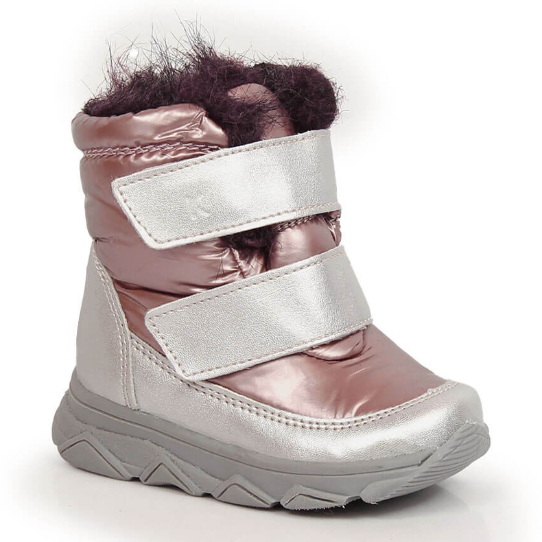 Botas de neve impermeáveis ​​para menina com membrana de velcro Kornecki 6895 rosa 1