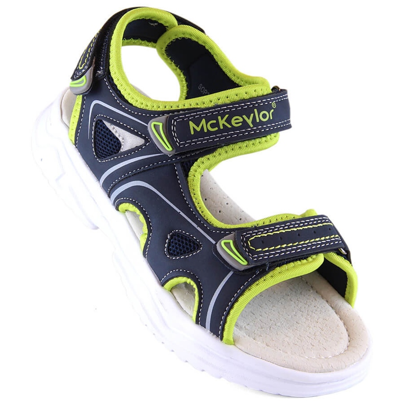 McKeylor 47701 sandálias de velcro azul marinho e verde para menino 1