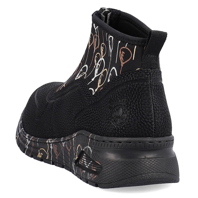 Botins para mulher ténis desportivos com fecho de correr preto Rieker M4953-00 1 Botins para mulher ténis desportivos com fecho de correr preto Rieker M4953-00 1