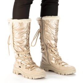 Botas de neve impermeáveis ​​femininas bege alto Rieker Z1083-62 2
