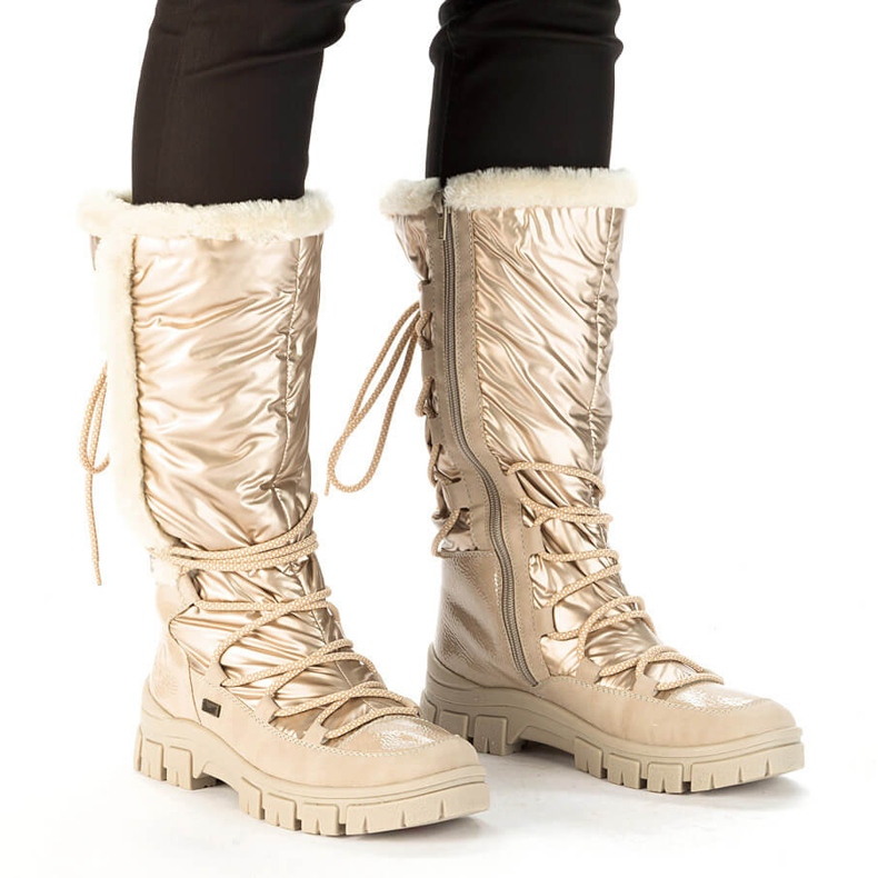Botas de neve impermeáveis ​​femininas bege alto Rieker Z1083-62 2
