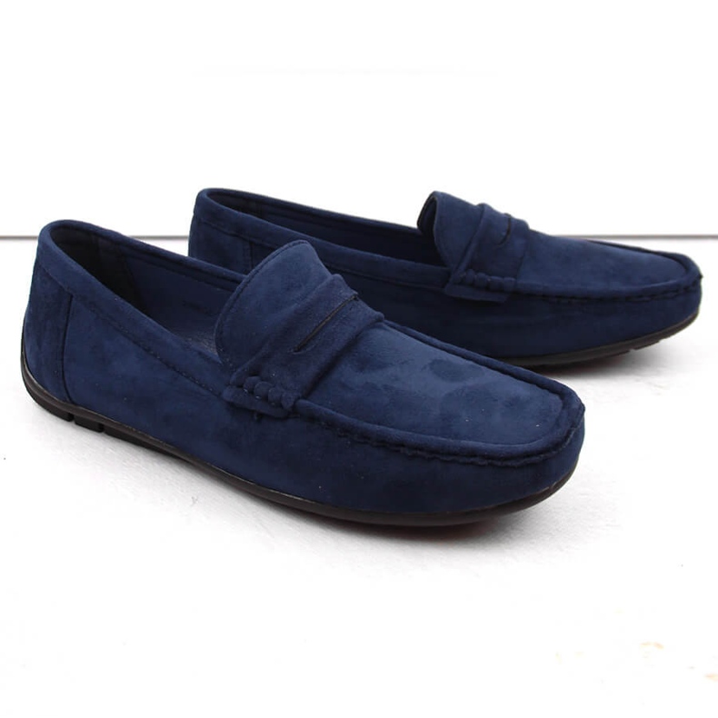News Sapatos de camurça, mocassins masculinos, azul marinho Unisoft 7710 2