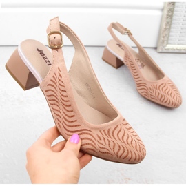 Sandálias femininas de camurça com salto baixo, rosa Jezzi RMR2263-4 2