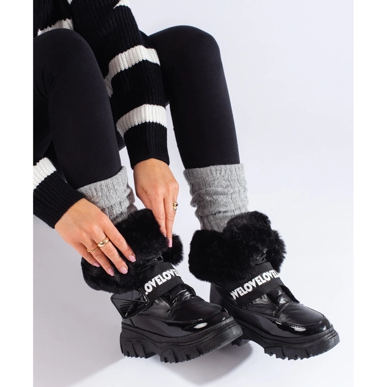 Botas de neve de mulher com elástico preto 1