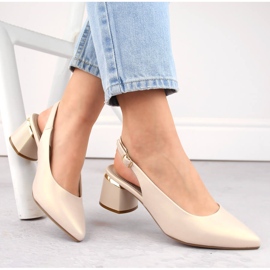 Sandálias elegantes femininas com biqueira bege pérola Sergio Leone SK175 2