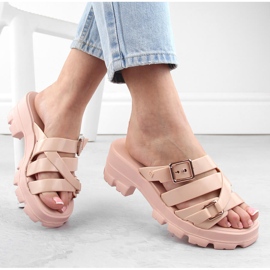 Chinelos femininos confortáveis ​​e perfumados com salto nude Zaxy NN285044 rosa 2