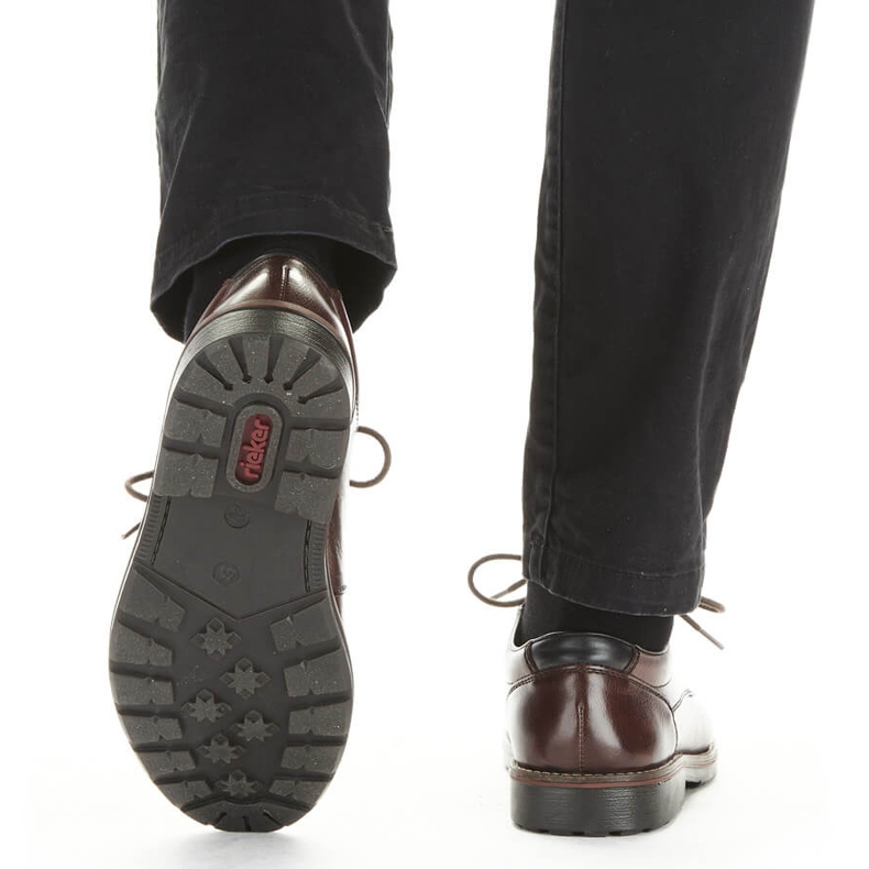 Sapatos masculinos confortáveis ​​de couro com elástico, marrom, Rieker 15320-25 2